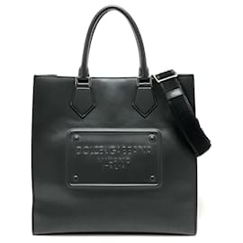 Dolce & Gabbana-Dolce & Gabbana Logo Embossed Leather Handbag-Black