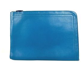 Hermès Hermes blaue Leder-Clutch Blau