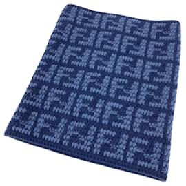 Fendi-Fendi FXT406 Zucca Logo Snood Scarf-Navy blue