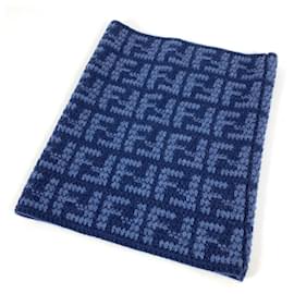 Fendi-Fendi FXT406 Zucca Logo Snood Scarf-Navy blue