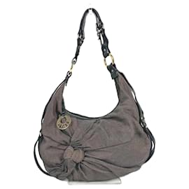 Fendi-Fendi Shoulder Bag in Canvas and Leather-Brown,Black