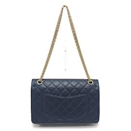 Chanel-Chanel Matelasse Double Flap 2.55 Shoulder Bag-Navy blue