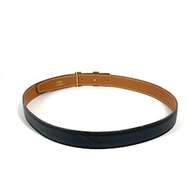 Hermès-Hermes Black Leather H Belt-Black