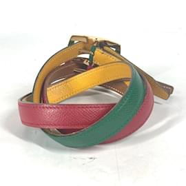 Hermès-Hermes Vintage Double Layer Leather Belt-Red,Green