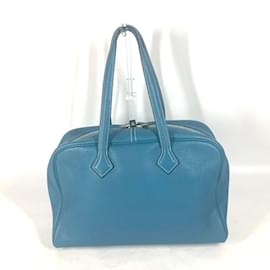 Hermès-Sac à main épaule Hermes Victoria 35-Bleu