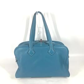 Hermès-Sac à main épaule Hermes Victoria 35-Bleu