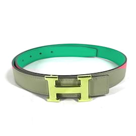 Hermès-Hermes Constance Reversible H Belt-Pink,Green