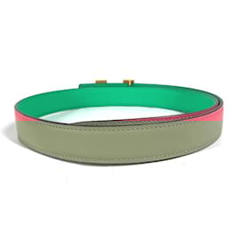 Hermès-Hermes Constance Reversible H Belt-Pink,Green