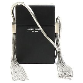 Yves Saint Laurent Black Leather Cigar Case Black