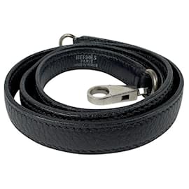 Hermès-Hermes Black Leather Shoulder Strap-Black