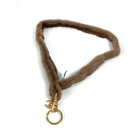Collier en fourrure CC Coco Mark de Chanel Marron Doré