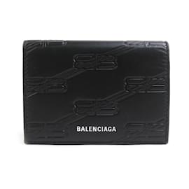 Balenciaga-Balenciaga Tri-fold Wallet in Black Leather-Black