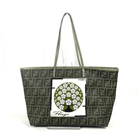Fendi-Fendi 8BH185 Zucca Cherry Blossom Tote Bag-Brown