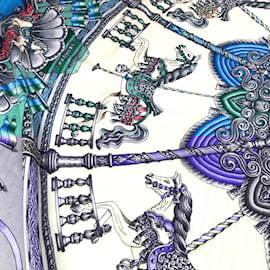 Hermès-Hermes Luna Park Amusement Carre Gean 140 Large Scarf-Blue