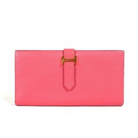 Hermès Hermes Pink Epsom Leather Bi-Fold Long Wallet Pink
