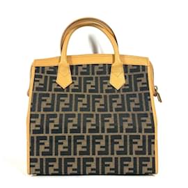 Fendi-Fendi Vintage Zucca Logo Box Bag-Brown