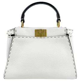 Fendi-Sac à main Fendi Peekaboo Mini-Blanc,Bleu Marine