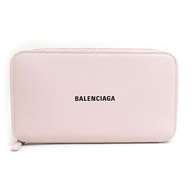 Balenciaga Light Pink Leather Long Wallet Pink