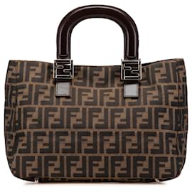Fendi-Fendi Brown Small Zucca Canvas Twins Tote-Brown