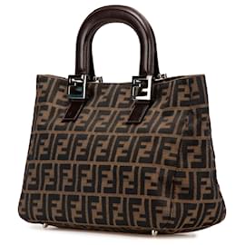 Fendi-Fendi Brown Small Zucca Canvas Twins Tote-Brown
