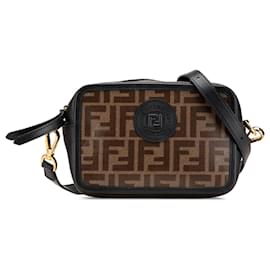 Fendi-Fendi Brown Zucca Coated Canvas Camera Crossbody-Brown