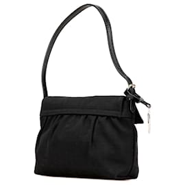 Fendi-Fendi Black Mini Zucca Chef Canvas Flap Shoulder Bag-Black