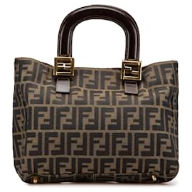 Fendi-Fendi Brown Small Zucca Canvas Twins Tote-Brown