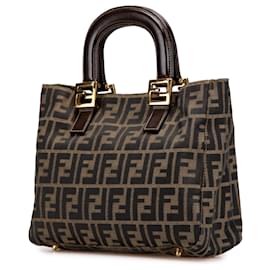 Fendi-Fendi Brown Small Zucca Canvas Twins Tote-Brown