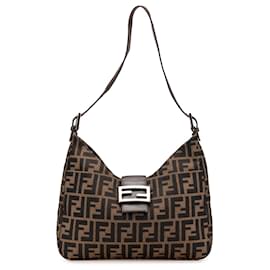Fendi-Fendi Brown Zucca Canvas Shoulder Bag-Brown