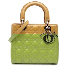 Dior-Dior Brown Medium Patent Cannage Lady Dior-Brown,Caramel