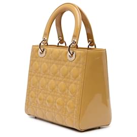 Dior-Dior Brown Medium Patent Cannage Lady Dior-Brown,Caramel