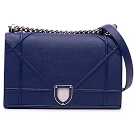 Dior-Dior Blue Medium Grained Calfskin Diorama Flap-Blue