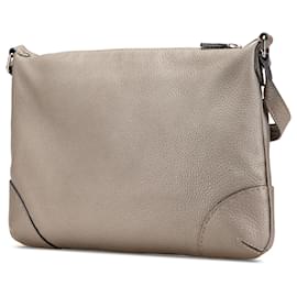 Fendi-Fendi Sac en cuir Selleria gris à bandoulière-Marron