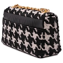 Dior-Dior Black Medium Technical Canvas Macro Houndstooth Caro Bag-Black