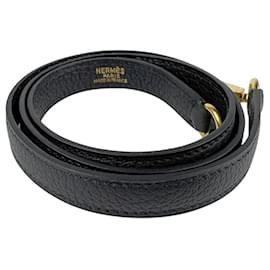 Hermès-Hermes Black Leather Shoulder Strap-Black