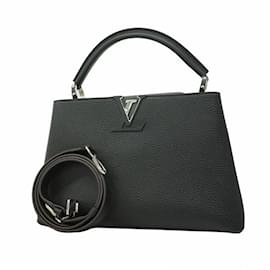 Louis Vuitton-Louis Vuitton Handbag Taurillon Capucines PM-Black,Fuschia