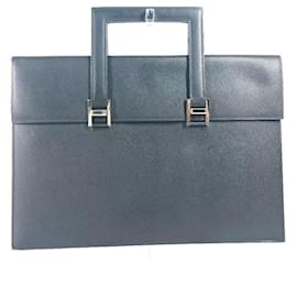 Hermès-Hermes Black Leather Briefcase-Black