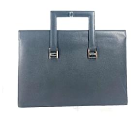 Hermès-Hermes Black Leather Briefcase-Black