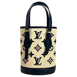 Louis Vuitton-Louis Vuitton Monogram By the Pool Nano Bucket Bag-Black,Beige