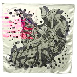 Hermès-HERMES Carré 90 iHOLA FLAMENCA Silk Scarf-Pink,White