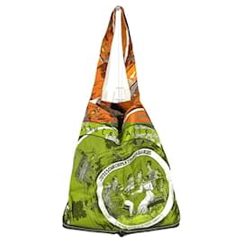Hermès-Sac à main pliable en soie Eco de Hermes-Marron,Orange