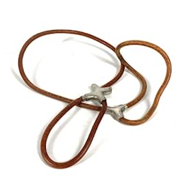 Hermès-Hermes Brown Leather Dog Leash-Brown