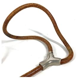 Hermès-Hermes Brown Leather Dog Leash-Brown