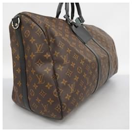 Louis Vuitton-Louis Vuitton Boston Bag Monogram Macassar Keepall Bandouliere 55-Brown,Black