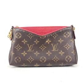 Louis Vuitton-Louis Vuitton Monogram Pallas Clutch Bag-Brown,Red