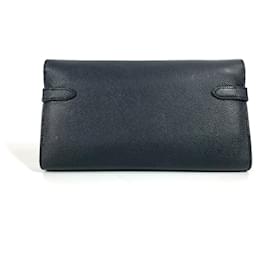 Hermès-Hermes Kelly Wallet Long in Black Epsom Leather-Black