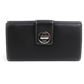 Tiffany & Co. Black Leather Bi-Fold Long Wallet Black