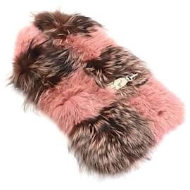 Fendi-Fendi Scarf Tippet in Fox Pink and Brown-Brown,Pink