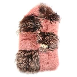 Fendi-Fendi Scarf Tippet in Fox Pink and Brown-Brown,Pink