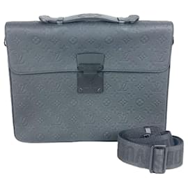Louis Vuitton-Louis Vuitton Monogram Taurillon S Lock Briefcase-Black